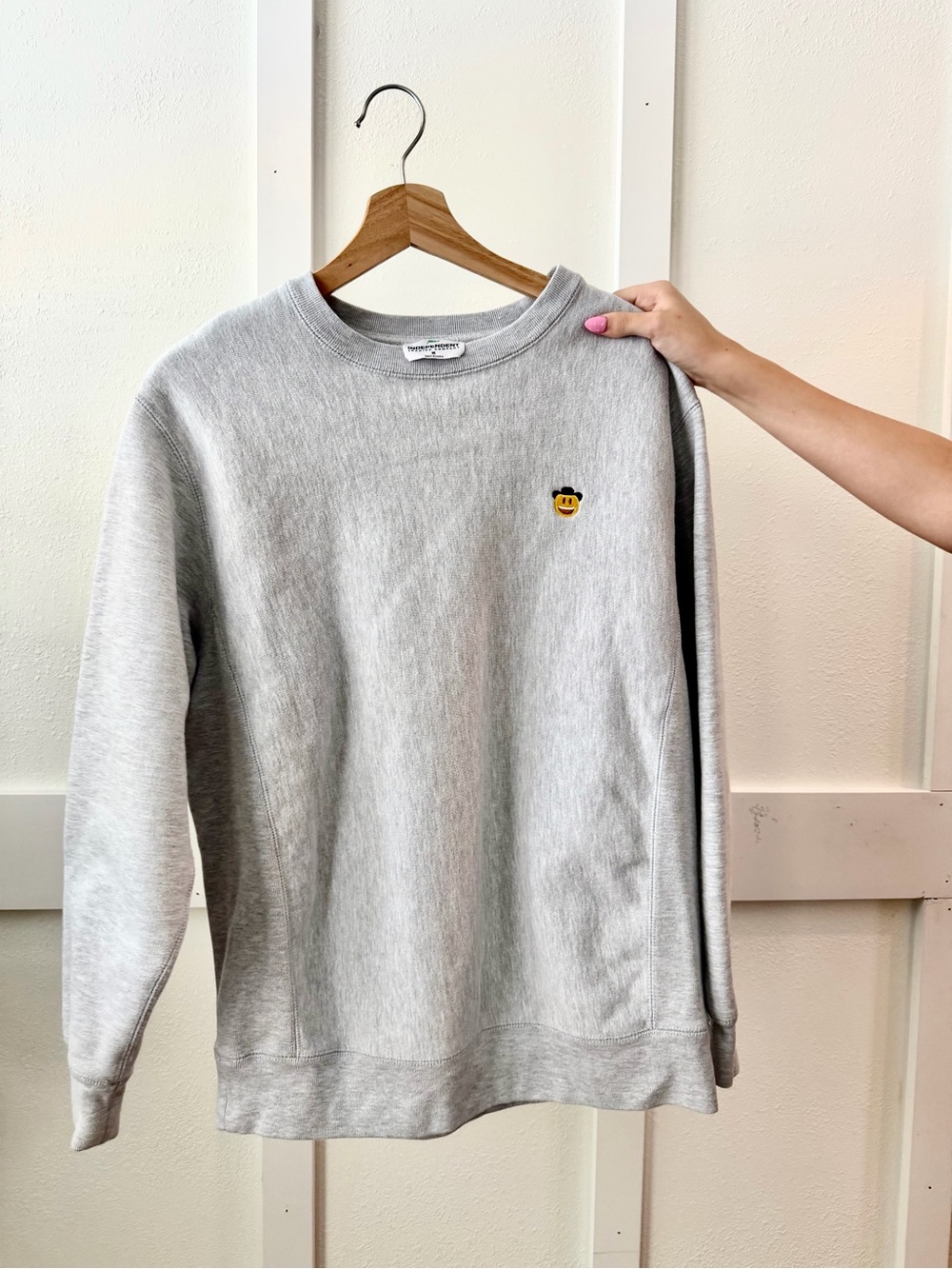 Heather Gray Crewneck Sweatshirt with Embroidered Icon